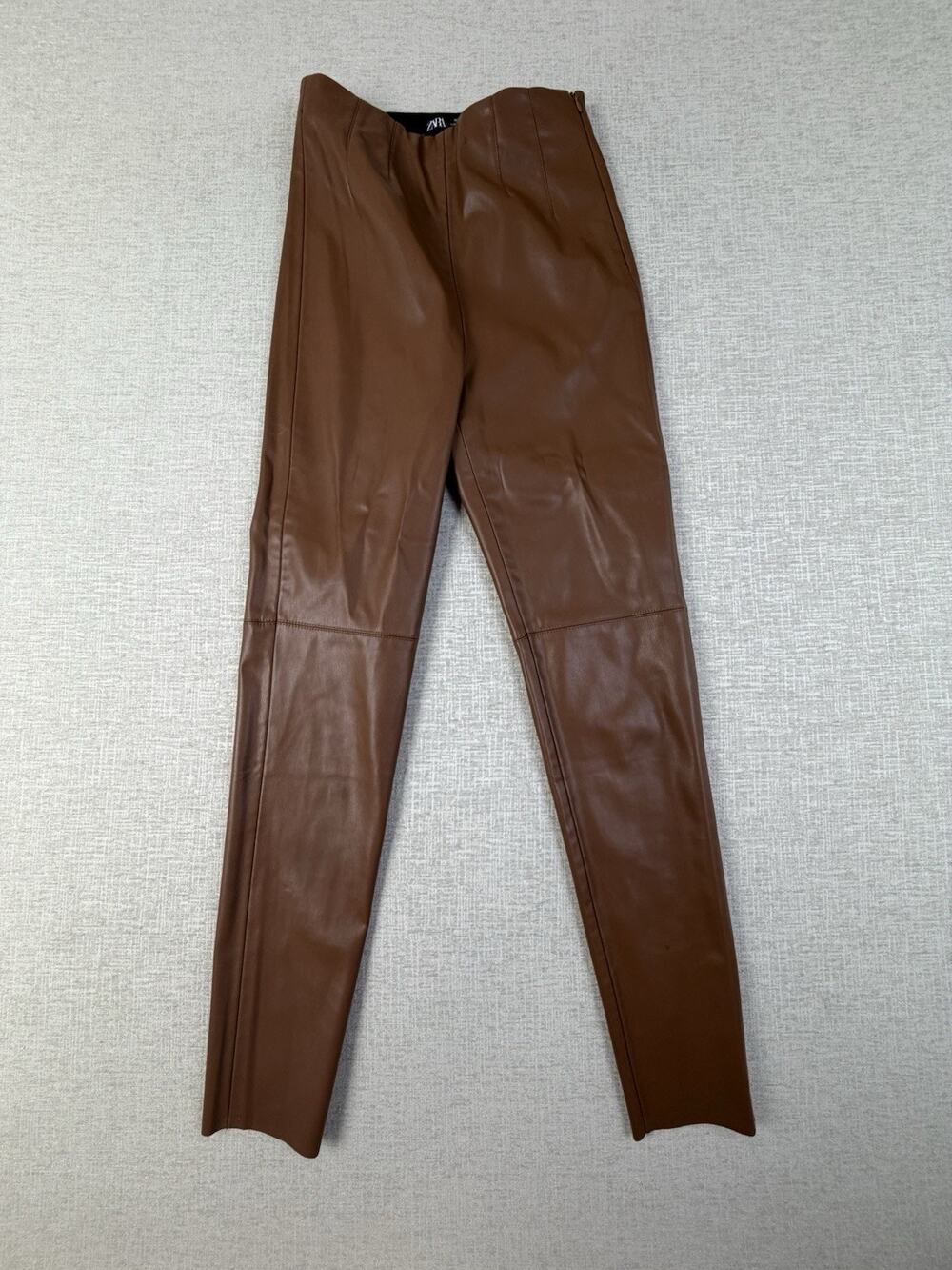 Zara Women’s XS Brown Faux Leather High Rise Skinny Leggings Pants